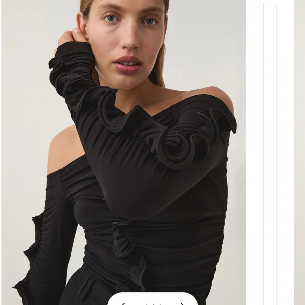 Aje Black Ruched Cut-Out Sleeve Blouse - Picture 5 of 7
